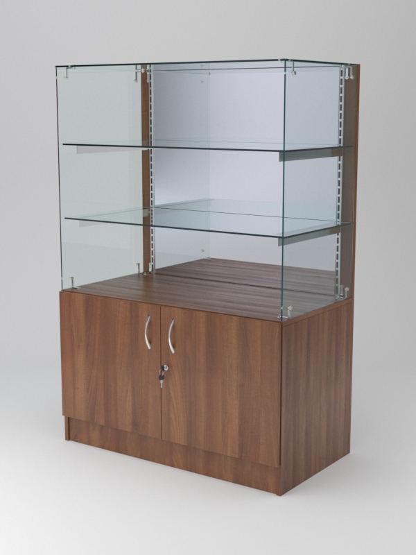 Витрина АСТЕРИЯ низкая №4 (без дверок, задняя стенка - зеркало), Орех