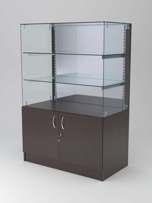 Витрина АСТЕРИЯ низкая №4 (без дверок, задняя стенка - зеркало), Дуб Венге