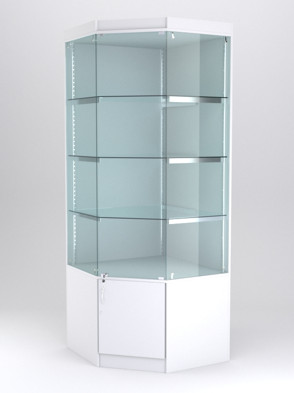 Витрина АСТЕРИЯ угловая №1 (с дверкой, задняя стенка - ДСП), Белый