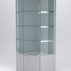 Витрина АСТЕРИЯ угловая №1 (с дверкой, задняя стенка - ДСП), Серый