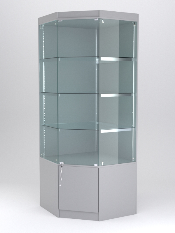 Витрина АСТЕРИЯ угловая №1 (с дверкой, задняя стенка - ДСП), Серый