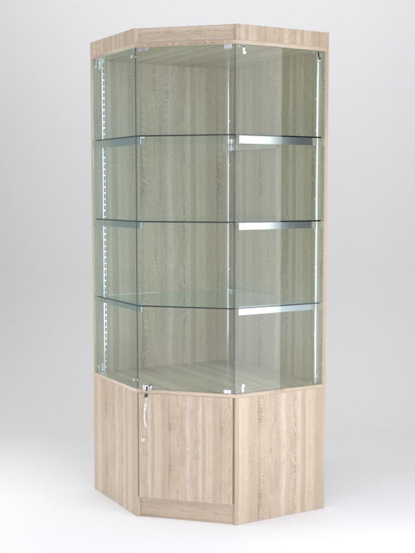 Витрина АСТЕРИЯ угловая №1 (с дверкой, задняя стенка - ДСП), Дуб Сонома