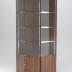 Витрина АСТЕРИЯ угловая №1 (с дверкой, задняя стенка - ДСП), Орех