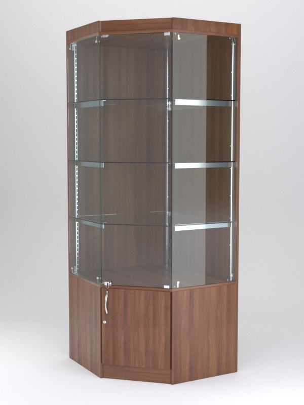 Витрина АСТЕРИЯ угловая №1 (с дверкой, задняя стенка - ДСП), Орех