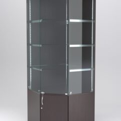 Витрина АСТЕРИЯ угловая №1 (с дверкой, задняя стенка - ДСП), Дуб Венге