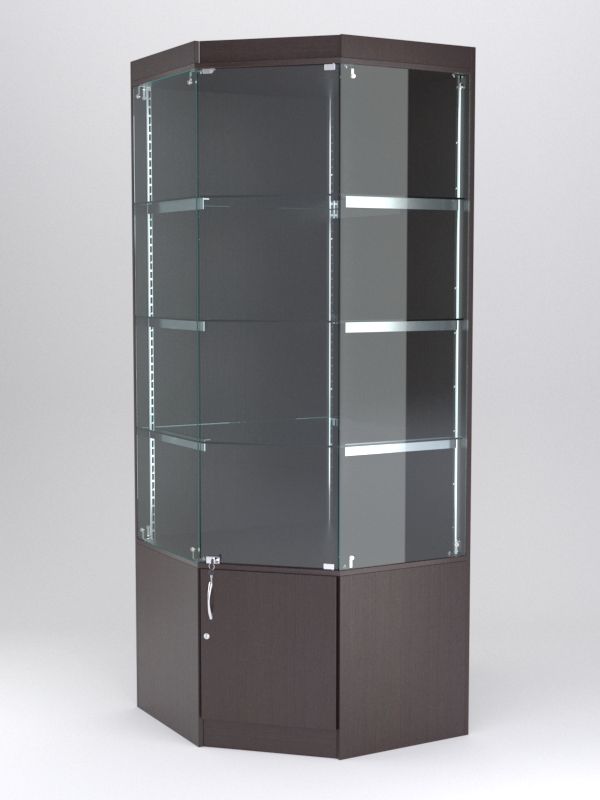 Витрина АСТЕРИЯ угловая №1 (с дверкой, задняя стенка - ДСП), Дуб Венге