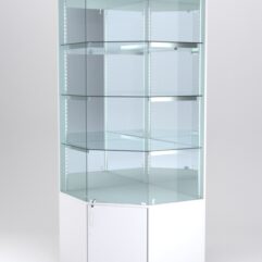 Витрина АСТЕРИЯ угловая №2 (с дверкой, задняя стенка - зеркало), Белый