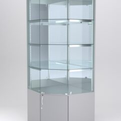 Витрина АСТЕРИЯ угловая №2 (с дверкой, задняя стенка - зеркало), Серый