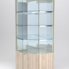 Витрина АСТЕРИЯ угловая №2 (с дверкой, задняя стенка - зеркало), Дуб Сонома