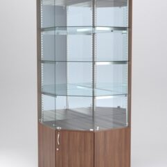 Витрина АСТЕРИЯ угловая №2 (с дверкой, задняя стенка - зеркало), Орех