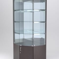 Витрина АСТЕРИЯ угловая №2 (с дверкой, задняя стенка - зеркало), Дуб Венге