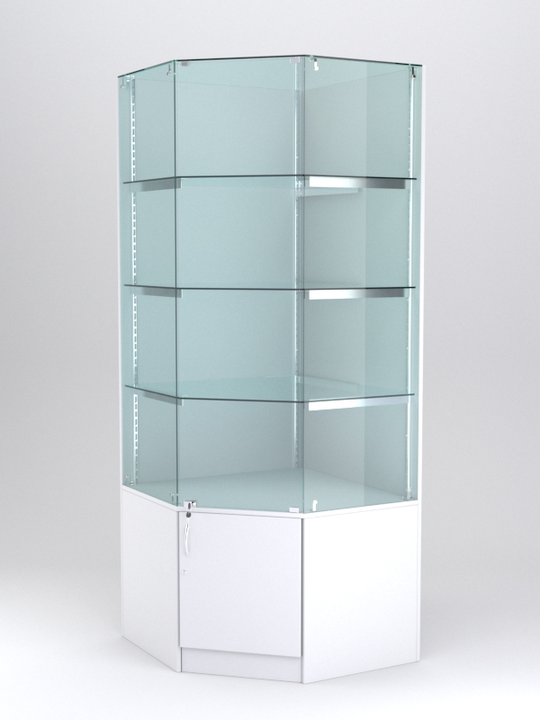 Витрина АСТЕРИЯ угловая №3 (с дверкой, задняя стенка - ДСП), Белый