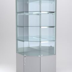 Витрина АСТЕРИЯ угловая №3 (с дверкой, задняя стенка - ДСП), Серый