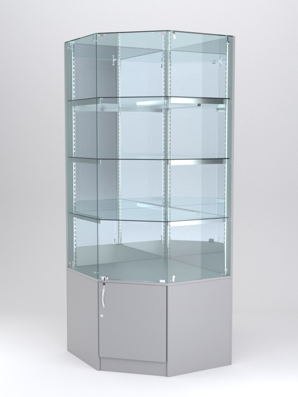 Витрина АСТЕРИЯ угловая №3 (с дверкой, задняя стенка - ДСП), Серый