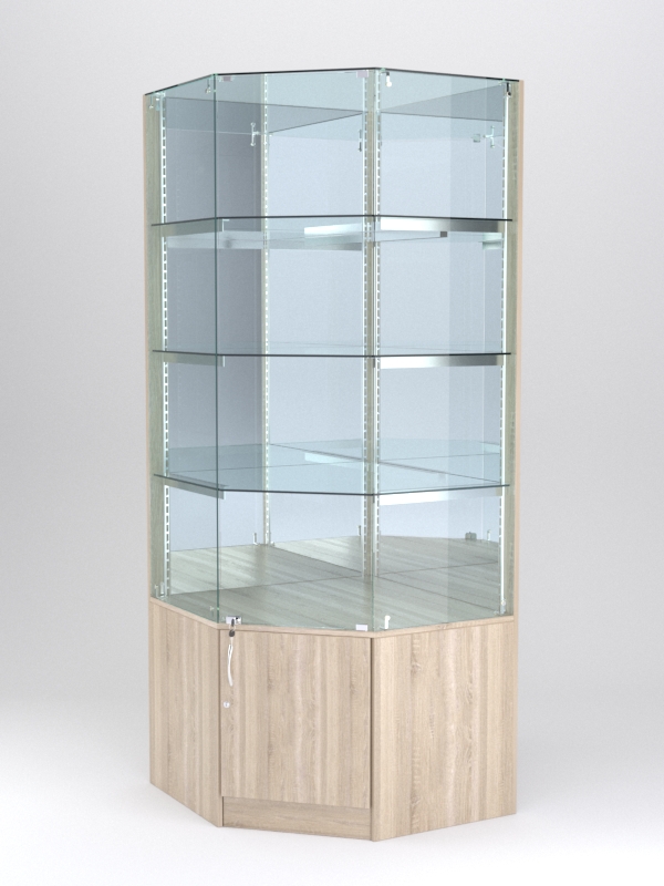 Витрина АСТЕРИЯ угловая №3 (с дверкой, задняя стенка - ДСП), Дуб Сонома