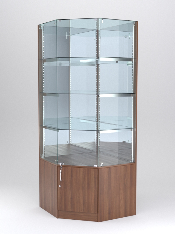Витрина АСТЕРИЯ угловая №3 (с дверкой, задняя стенка - ДСП), Орех