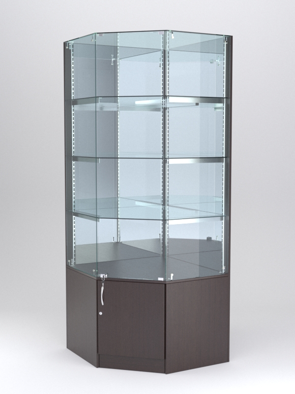 Витрина АСТЕРИЯ угловая №3 (с дверкой, задняя стенка - ДСП), Дуб Венге