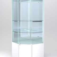 Витрина АСТЕРИЯ угловая №4 (с дверкой, задняя стенка - зеркало), Белый