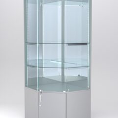 Витрина АСТЕРИЯ угловая №4 (с дверкой, задняя стенка - зеркало), Серый