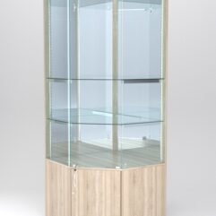 Витрина АСТЕРИЯ угловая №4 (с дверкой, задняя стенка - зеркало), Дуб Сонома