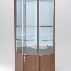 Витрина АСТЕРИЯ угловая №4 (с дверкой, задняя стенка - зеркало), Орех