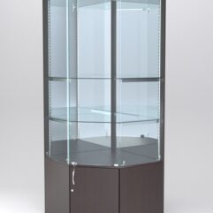 Витрина АСТЕРИЯ угловая №4 (с дверкой, задняя стенка - зеркало), Дуб Венге