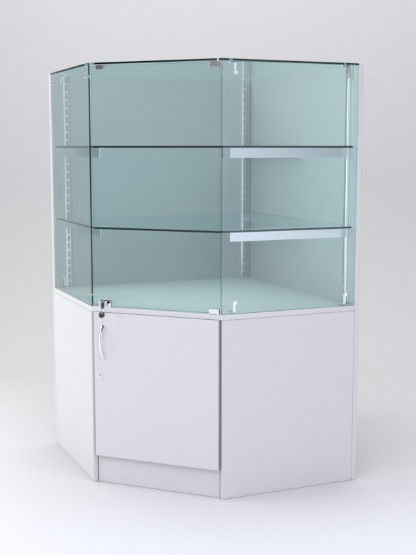 Витрина АСТЕРИЯ угловая №5 (с дверкой, задняя стенка - ДСП), Белый