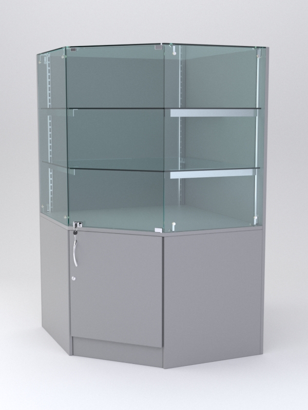 Витрина АСТЕРИЯ угловая №5 (с дверкой, задняя стенка - ДСП), Серый