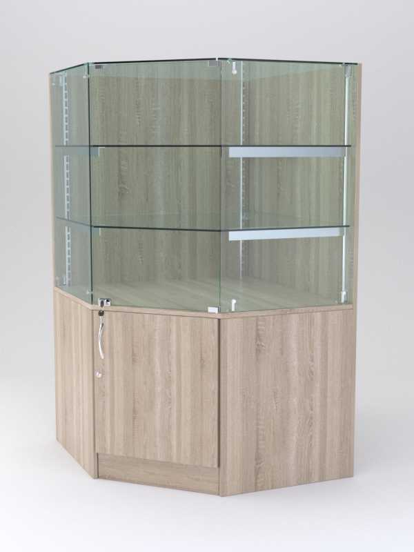 Витрина АСТЕРИЯ угловая №5 (с дверкой, задняя стенка - ДСП), Дуб Сонома