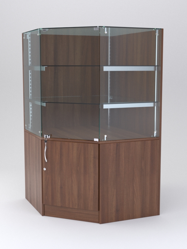Витрина АСТЕРИЯ угловая №5 (с дверкой, задняя стенка - ДСП), Орех