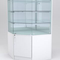 Витрина АСТЕРИЯ угловая №6 (с дверкой, задняя стенка - зеркало), Белый