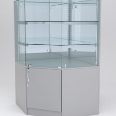 Витрина АСТЕРИЯ угловая №6 (с дверкой, задняя стенка - зеркало), Серый