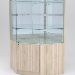 Витрина АСТЕРИЯ угловая №6 (с дверкой, задняя стенка - зеркало), Дуб Сонома