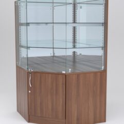 Витрина АСТЕРИЯ угловая №6 (с дверкой, задняя стенка - зеркало), Орех