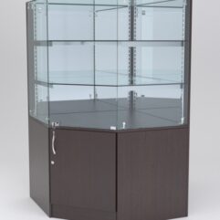 Витрина АСТЕРИЯ угловая №6 (с дверкой, задняя стенка - зеркало), Дуб Венге