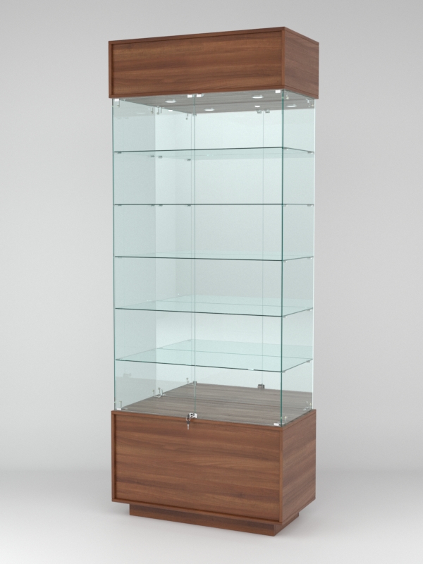 Витрина СИМВОЛ №4-2 (задняя стенка - зеркало), Орех