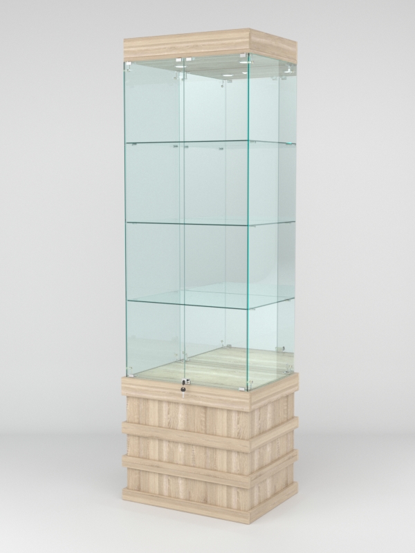 Витрина ФУРИЯ №2-2 (задняя стенка - зеркало), Дуб Сонома