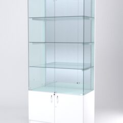 Витрина АСТЕРИЯ №7 (с дверками, задняя стенка - зеркало), Белый