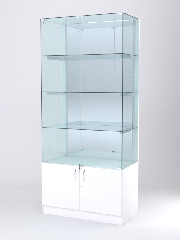 Витрина АСТЕРИЯ №7 (с дверками, задняя стенка - зеркало), Белый