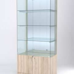 Витрина АСТЕРИЯ №7 (с дверками, задняя стенка - зеркало), Дуб Сонома