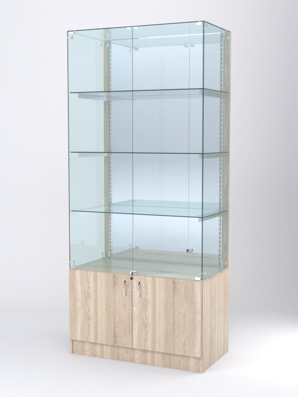 Витрина АСТЕРИЯ №7 (с дверками, задняя стенка - зеркало), Дуб Сонома