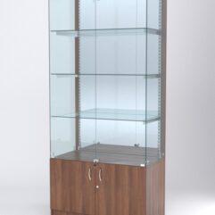 Витрина АСТЕРИЯ №7 (с дверками, задняя стенка - зеркало), Орех