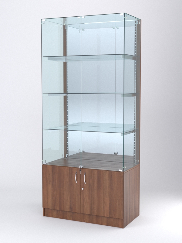 Витрина АСТЕРИЯ №7 (с дверками, задняя стенка - зеркало), Орех