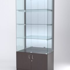 Витрина АСТЕРИЯ №7 (с дверками, задняя стенка - зеркало), Дуб Венге