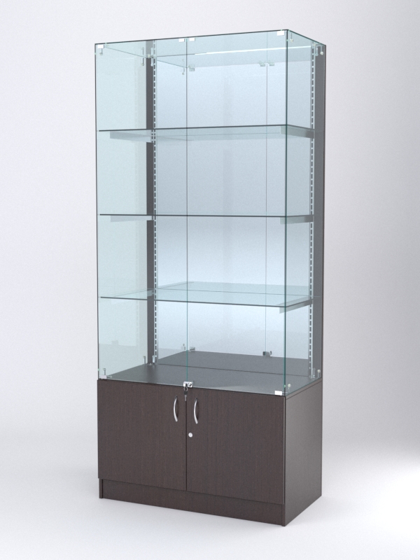 Витрина АСТЕРИЯ №7 (с дверками, задняя стенка - зеркало), Дуб Венге