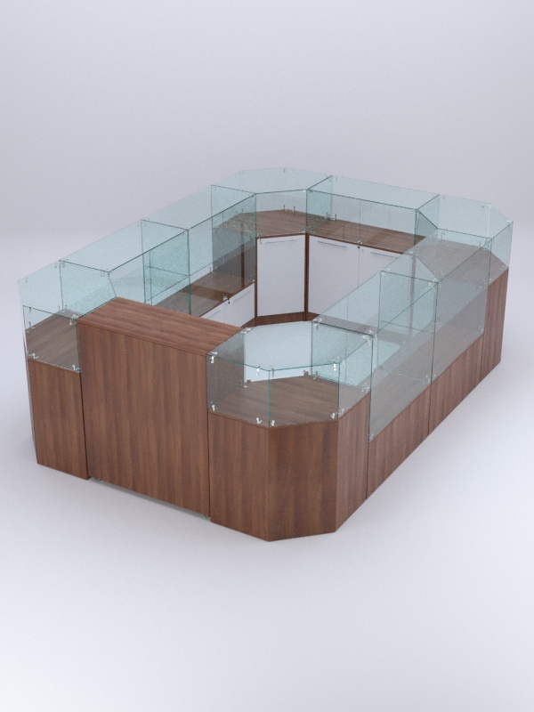 Торговый островок для косметики и парфюмерии ШАНЕЛЬ №1, Орех