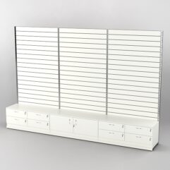 Пристенная торговая система Bazic №4 с задней стенкой Э/П, тумбами Т14 и Т21 (3600мм), Белый