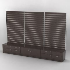 Пристенная торговая система Bazic №4 с задней стенкой Э/П, тумбами Т14 и Т21 (3600мм), Дуб Венге