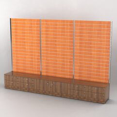 Пристенная торговая система Bazic №4 с задней стенкой Э/П, тумбами Т14 и Т21 (3600мм), Орех