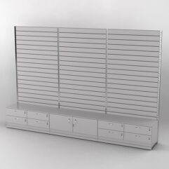 Пристенная торговая система Bazic №4 с задней стенкой Э/П, тумбами Т14 и Т21 (3600мм), Серый